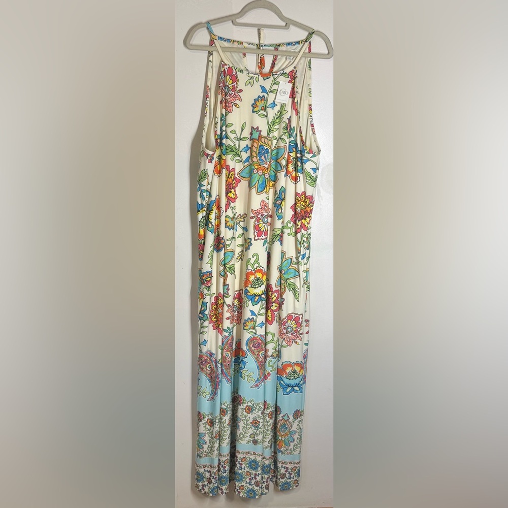 Cato floral and paisley print sleeveless maxi dress